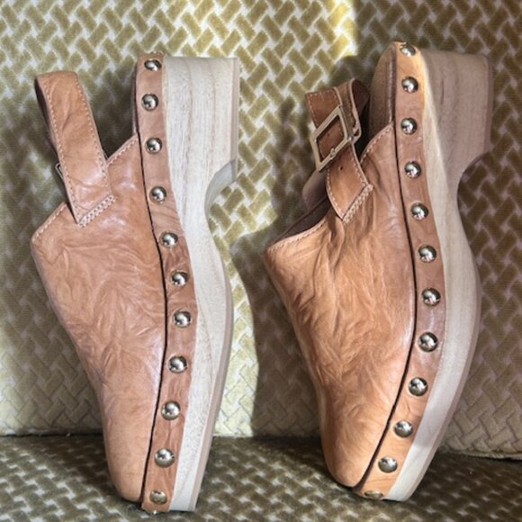 Free People x Kelsi Dagger Leather Stud Accent Cork Cushioned Norma Clogs NEW - Picture 15 of 16